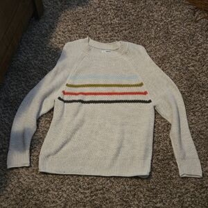Sonoma Cream Sweater with Multicolor Stripes